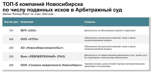 Как судится новосибирский бизнес, — рейтинг лидеров2