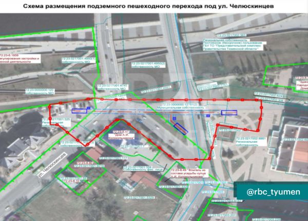 Мэрия Тюмени показала расположение подземного пешеходного тоннеля. Карта2