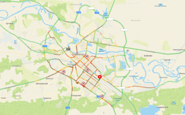 Тюменцы с утра встали в 9-балльные пробки на дорогах2